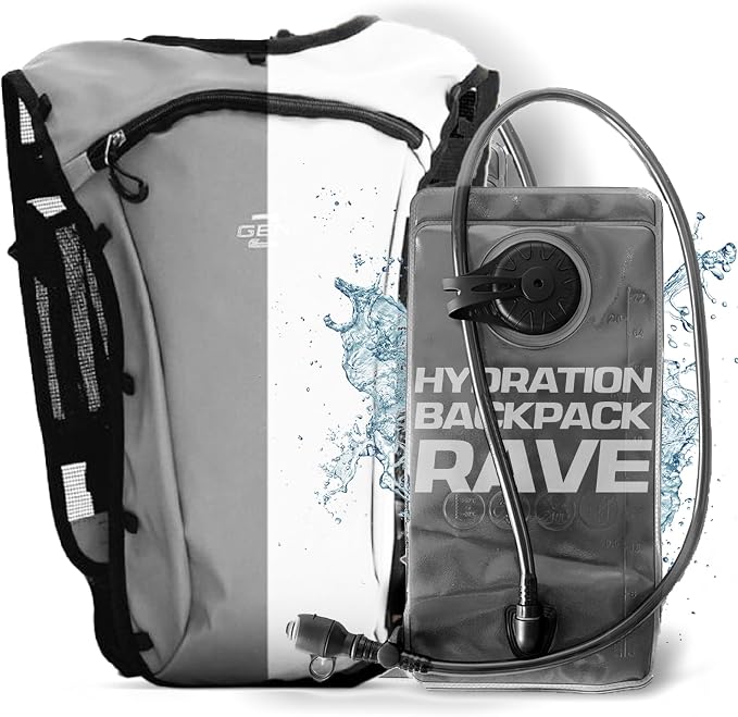 Festival Approved Hydration Backpack Rave | Anti-Theft Chest Pockets, 2L by RAVERUNNER