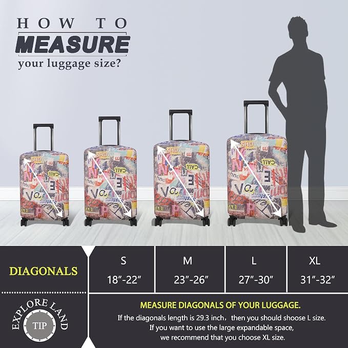 Explore Land Travel Luggage Cover Suitcase Protector Fits 27-30 Inch Case - Image 5