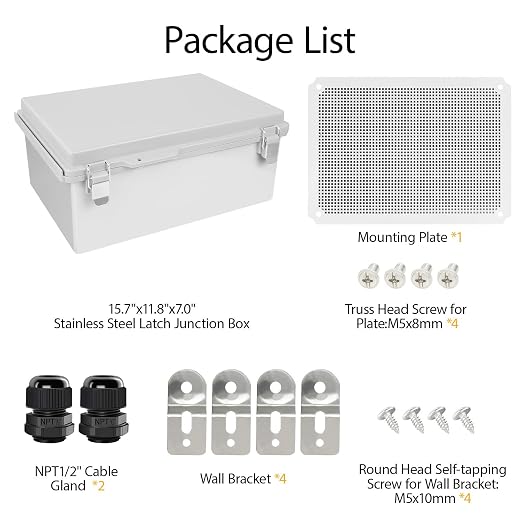 LeMotech Electrical Box, IP67 Waterproof Hinged Cover Stainless Steel Latch - Image 9