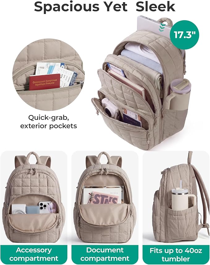 BAGSMART College Laptop Backpack, Travel Backpack - Image 3