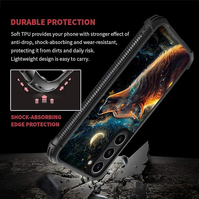 for Samsung Galaxy S23 Case, Star Cave Hungry Wolf Pattern Graphic Design Girl - Image 3