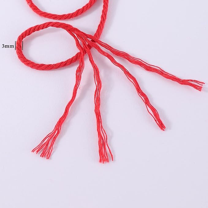 Red Macrame Cord 3mm x 109Yards, Colored Cotton Rope Craft Cord Colorful Cotton - Image 3