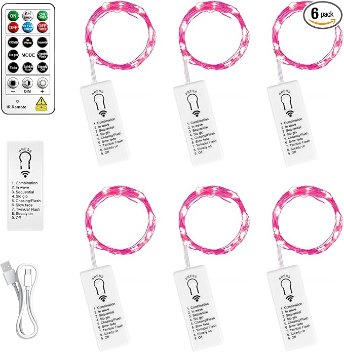 ZSJWL 6 Pack Rechargeable Fairy Lights by ZSJWL