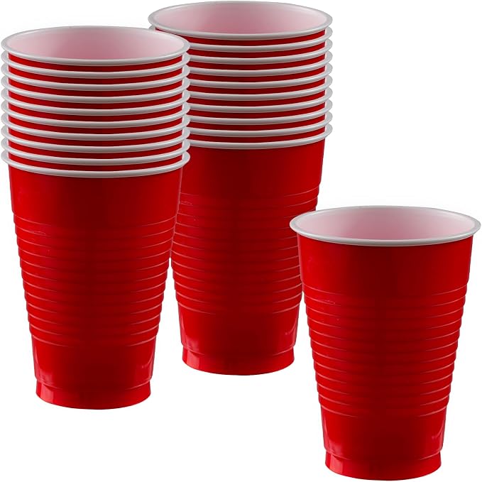 Apple Red Plastic Cups - 12 oz. - Versatile Drinkware by AmscanPartySupplies
