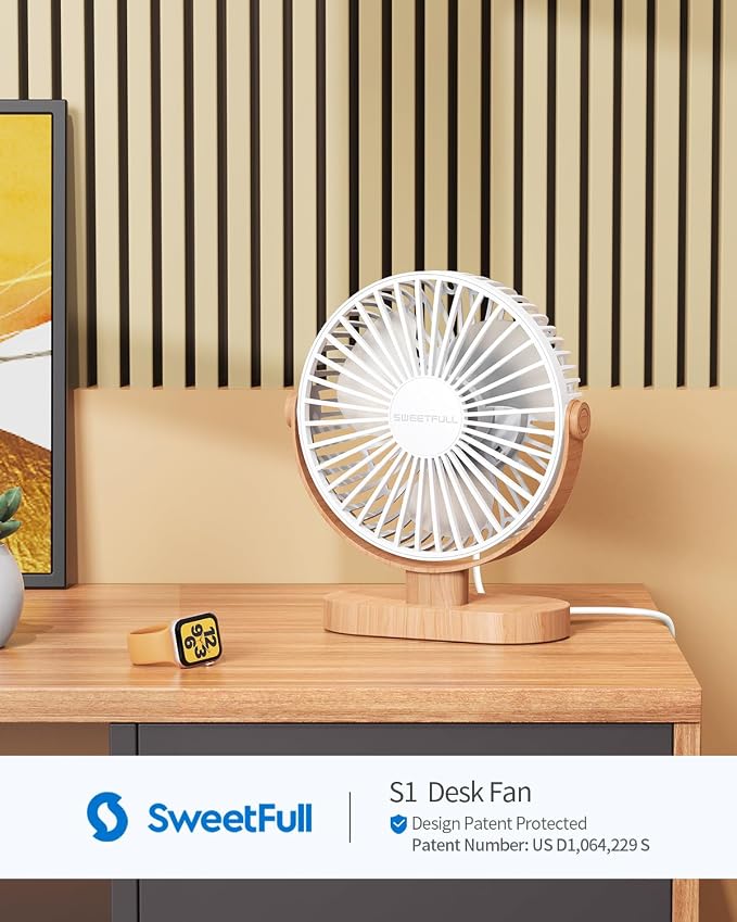 SWEETFULL Small USB Desk Fan 6.5 Inch, 3 Speeds Portable Personal Desktop Table - Image 2