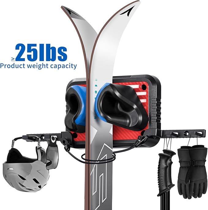 Ski Rack Wall Mount Ski & Snowboard Skateboard Wall Mount Fits Any Board holder - Image 4