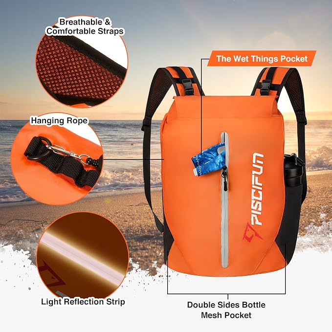 Piscifun Dry Bag Waterproof, Lightweight Dry Backpack Roll-Top Sealed - Image 3