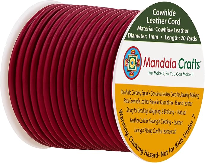 Mandala Crafts Round Genuine Burgundy Leather Cord by MandalaCrafts