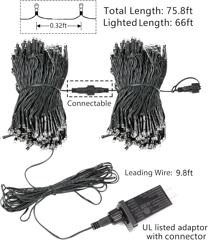 75.8 FT 200 LED Red and White Christmas Lights Outdoor Indoor, Timer & Memory - Image 9