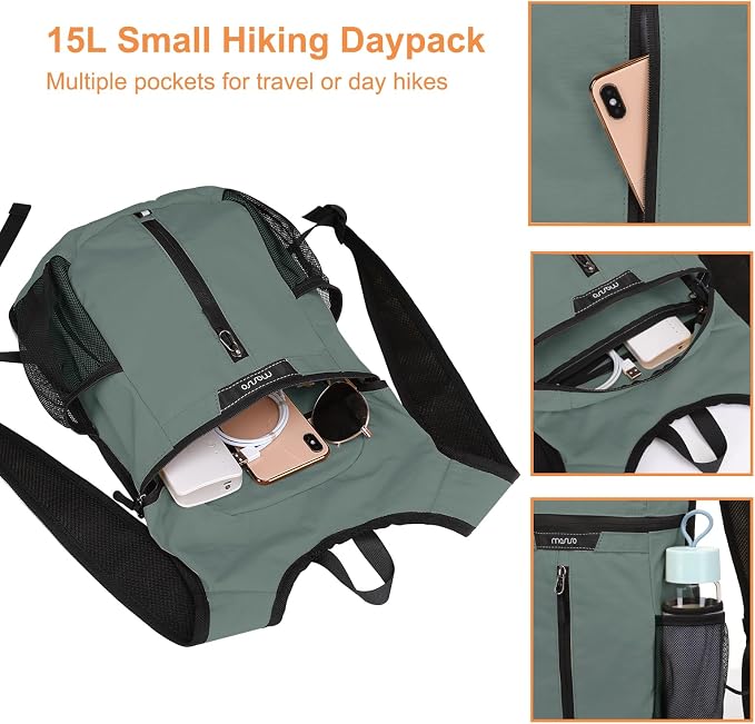 MOSISO Lightweight Hiking Daypack Small Packable Travel Hiking Backpack - Image 3