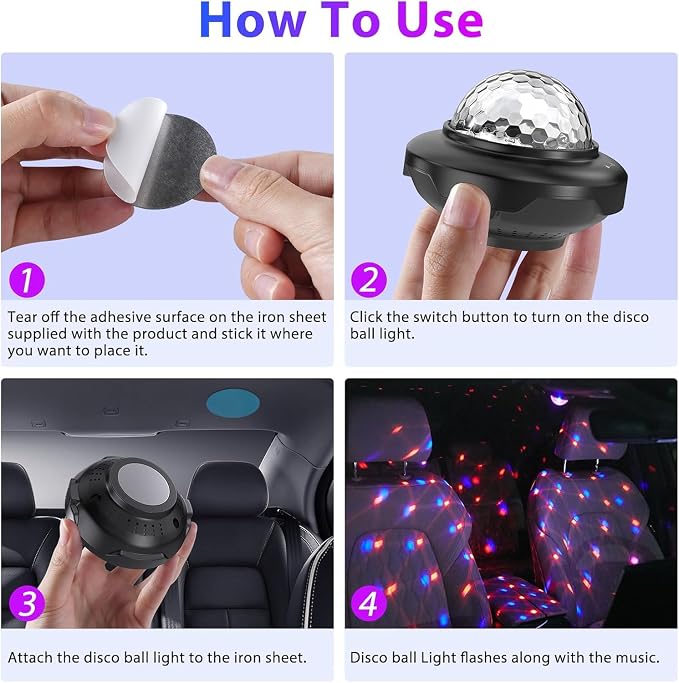 Battery Powered Disco Ball, Rechargeable Party Lights, Strobe Lights Sound - Image 6