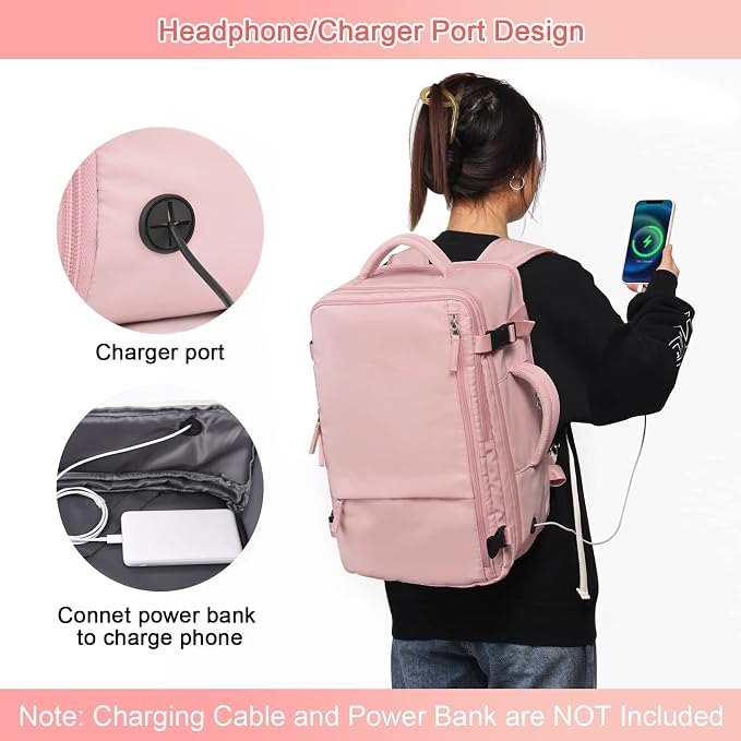 Sinaliy Large Travel Backpack for Women, 40L Carry On Backpack, 17 Inch Laptop - Image 8