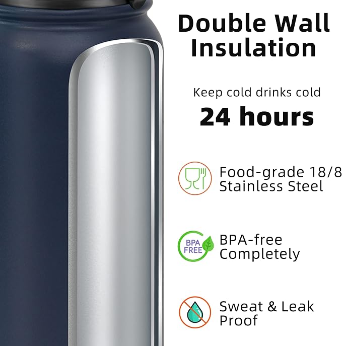 Fanhaw 32 oz Insulated Stainless Steel Water Bottle - Image 3