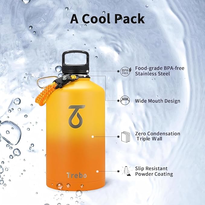 Trebo 128 oz 1 Gallon Water Bottle Insulated - Image 6