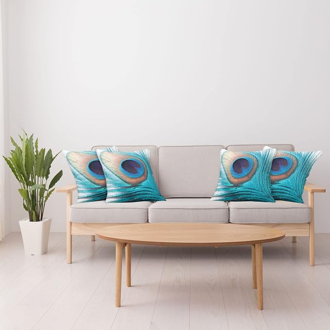 Ambesonne Feather Throw Pillow Cushion Case Pack of 4, Close up Pattern of - Image 4