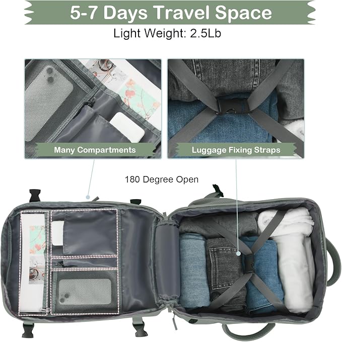Hanples Travel Backpack as Personal Item Travel bag Flight Approved, 35L Carry - Image 5
