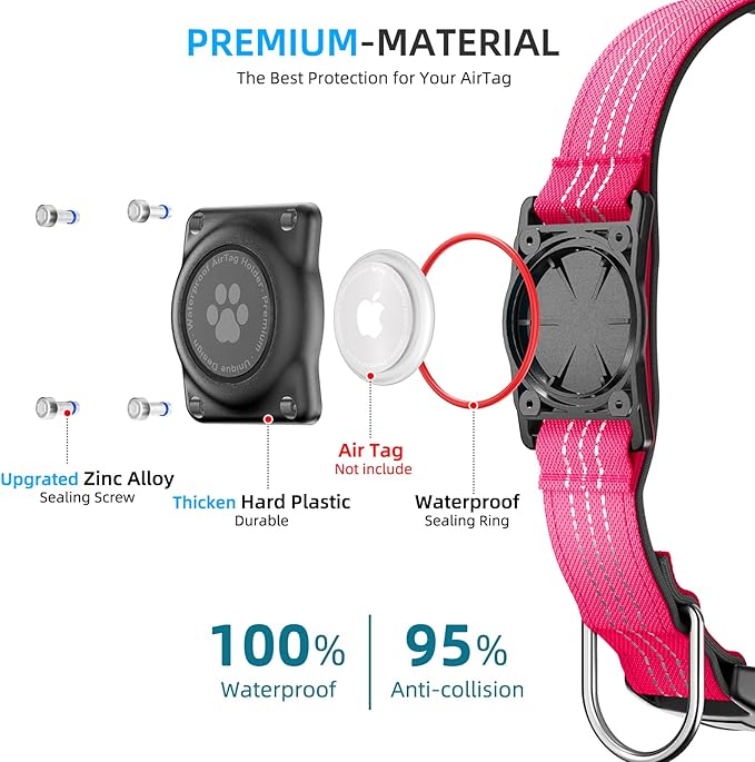 Upgraded AirTag Dog Collar, IP68 Waterproof Air Tag Dog Collar Holder, - Image 3
