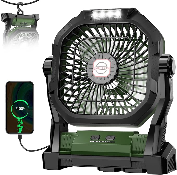 Camping Fan Rechargeable, 20000mAh Battery Powered Portable Fan - Image 2