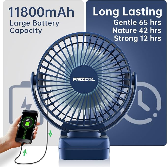 Clip on Fan 65 Hours Portable Desk Fan Rechargeable - Image 2