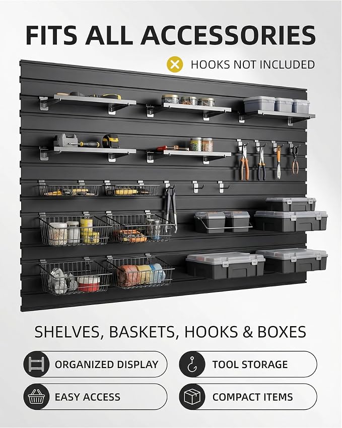 FRAYSCENT Slat Wall Paneling Garage Slat Wall Storage Systems Slatwall Panels - Image 4