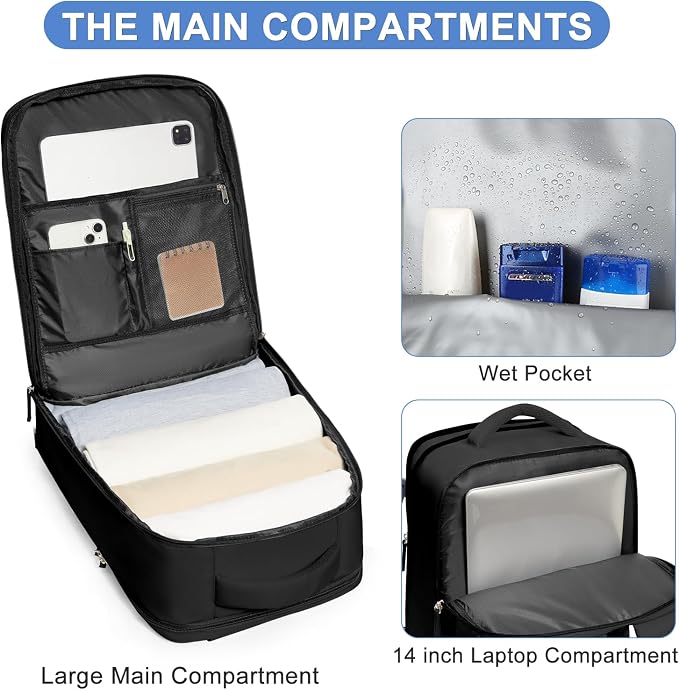 coofay Large Travel Backpack For Women Airline Approved Carry On Waterproof - Image 5