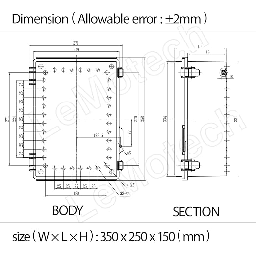 LeMotech Electrical Box, IP67 Waterproof Hinged Cover Stainless Steel Latch - Image 7