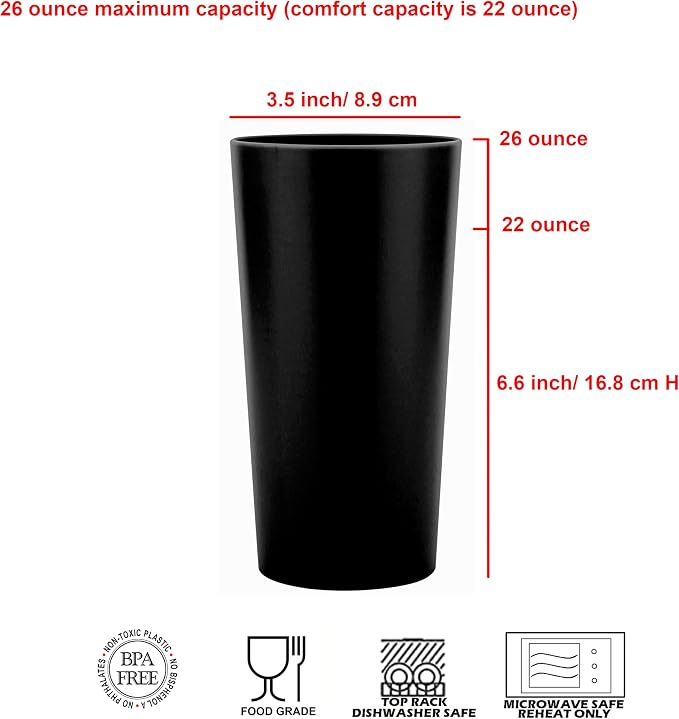26-ounce Plastic Drinking Glasses Stackable Tumblers Water Cups Mixed Drinkware - Image 2