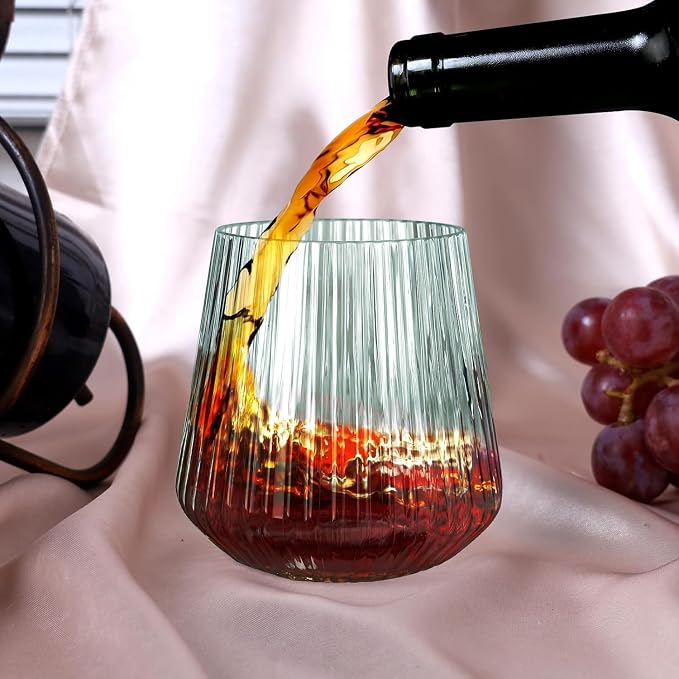 Lueumxc 40 Pack Plastic Ribbed Wine Glasses, 14Oz Origami Disposable Wine - Image 4