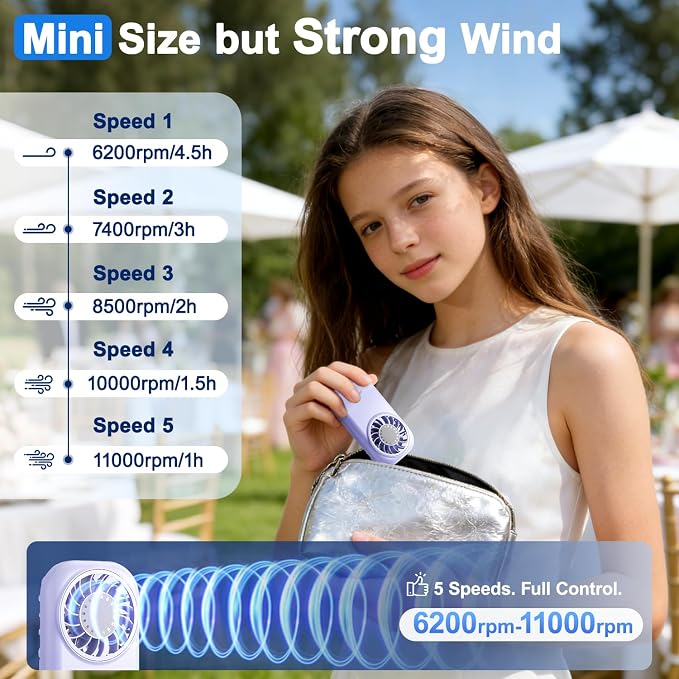 WHATOOK Handheld Mini Fan Small Personal Portable Speed USB Rechargeable - Image 5