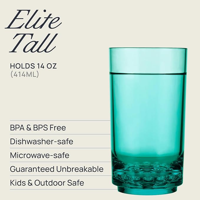 Drinique ELT-TA-TEL-4 Elite Tall Unbreakable Tritan Highball Glasses, 14 oz - Image 2