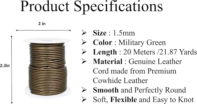 GENIQUE Real/Genuine Round Leather String Cord - Image 2