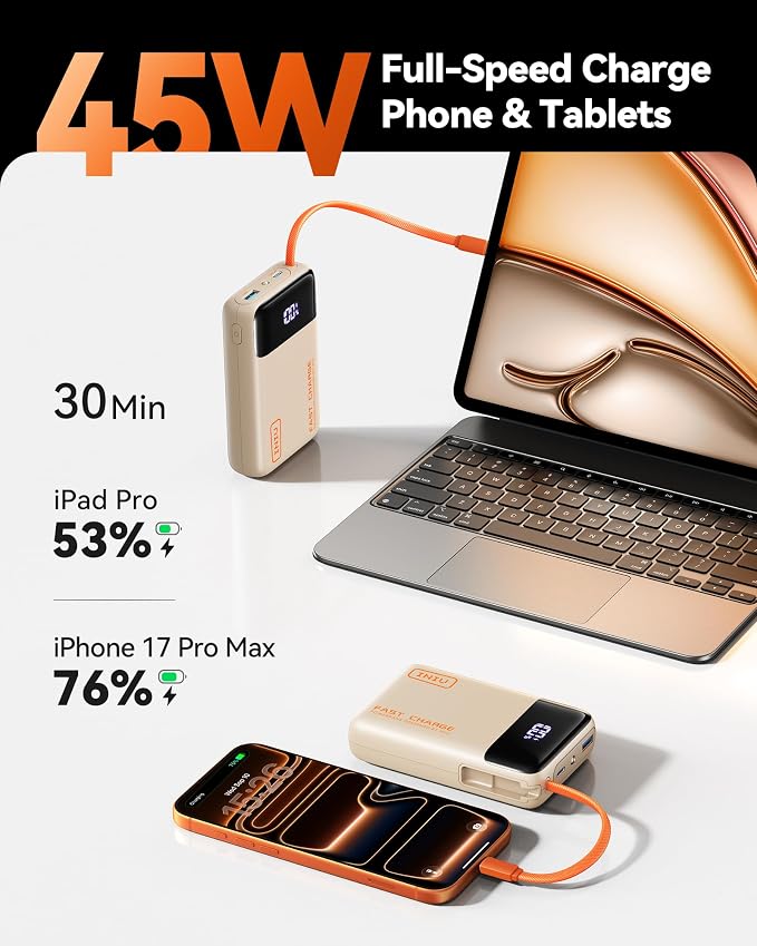 INIU 20000mAh Power Bank, Small Portable Charger, 45W PD Fast Charging Battery - Image 2