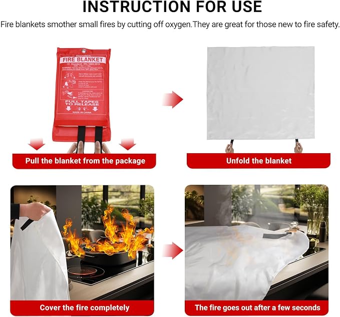 Heavy-Duty Emergency Fire Blanket, 2 Pack – Fireproof Fiberglass Blanket - Image 5