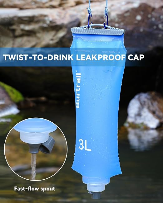 3L Gravity Fed Water Bag, Collapsible Portable Hydration Reservoir Compatible - Image 6