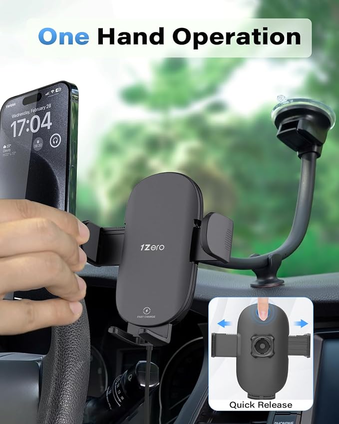 1Zero Solid Car Truck Phone Mount Wireless Charger Holder - Image 3