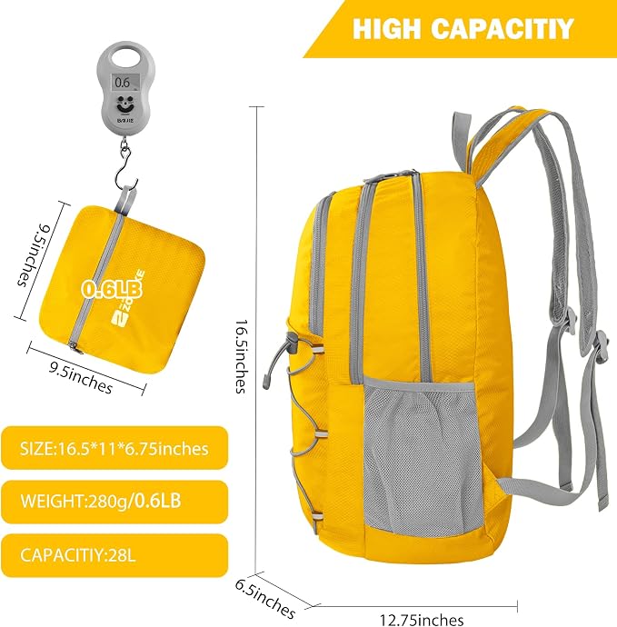 ZOMAKE Lightweight Packable Backpack 28L, Foldable Backpacks Water Resistant - Image 2
