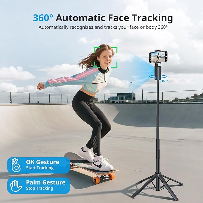 Fuloview Auto Face Tracking Tripod, 360° Rotation Follows Your Movement - Image 2