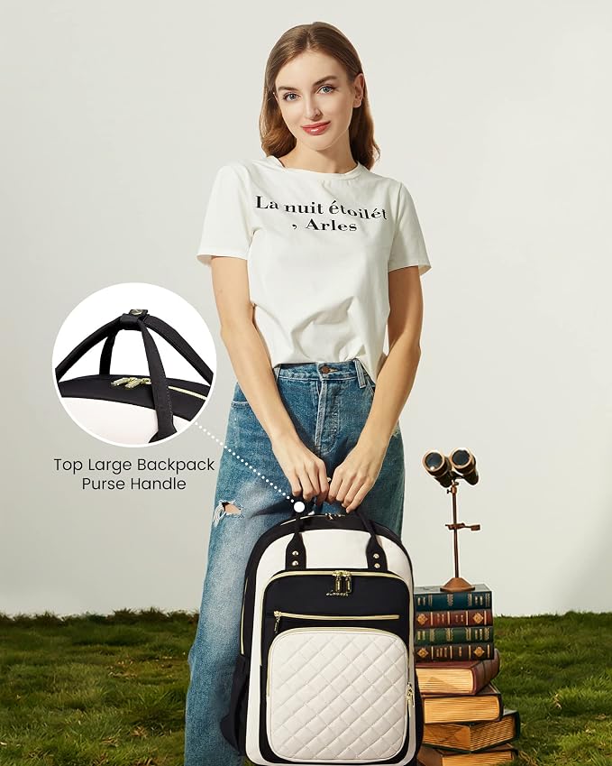 LOVEVOOK Laptop Backpack, D-black-beige, 19 x 13.3 x 7.9 in, 1.9 lbs, 30L - Image 6