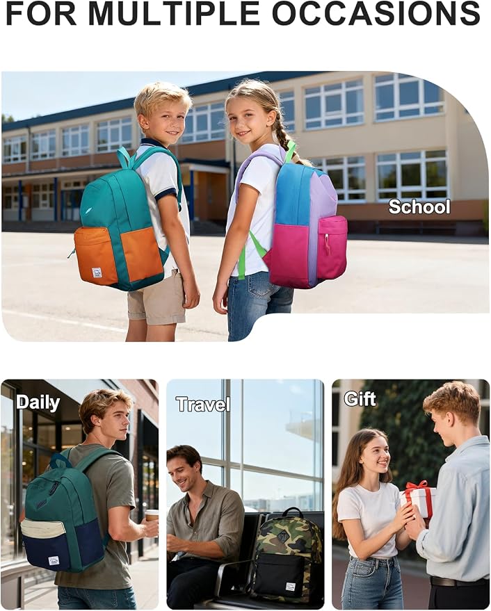 VASCHY Lightweight Backpack for School, Water Resistant Classic Bookbag - Image 7