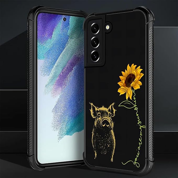 for Samsung Galaxy S21 Plus Case, Pig Sunflower Yellow Sunshine Pattern Graphic - Image 2