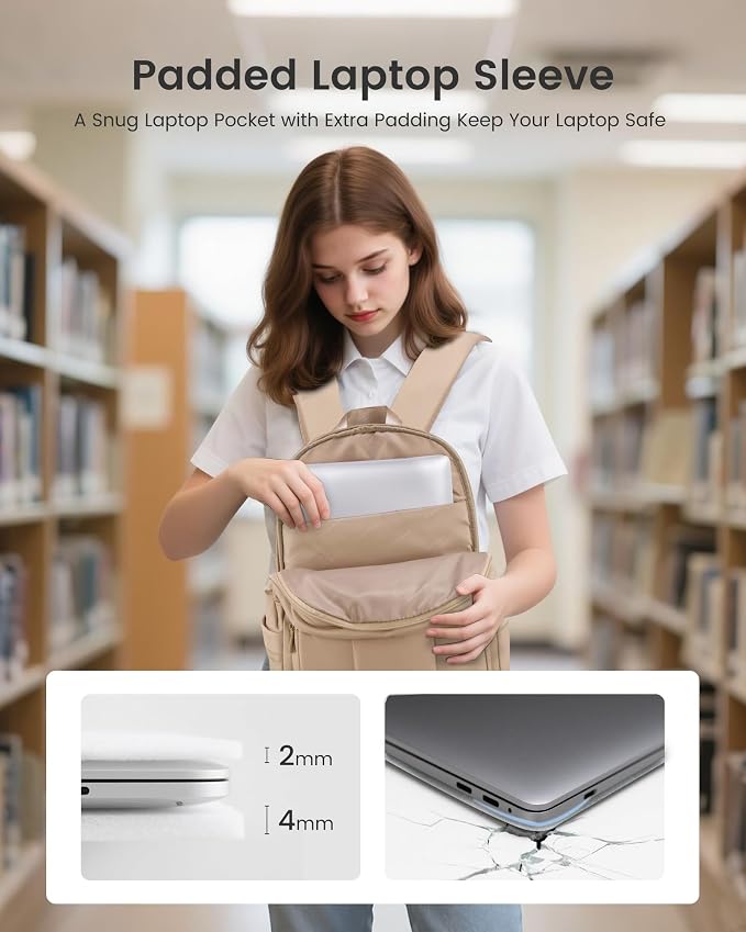 LOVEVOOK Laptop Backpack for Women, Puffer Travel Bag Fits 17 Inch Laptop - Image 3