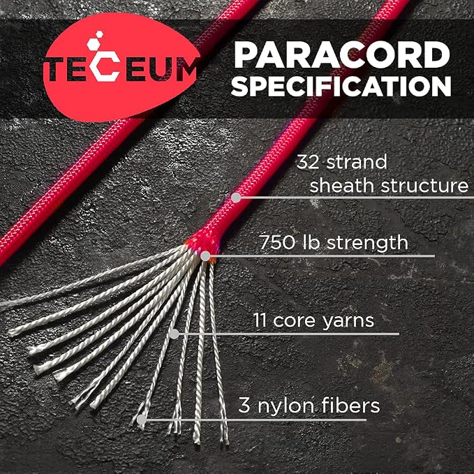 TECEUM 5/32" Paracord Rope 1000 – 1000ft / 200ft / 100ft / 50ft – Tactical - Image 2