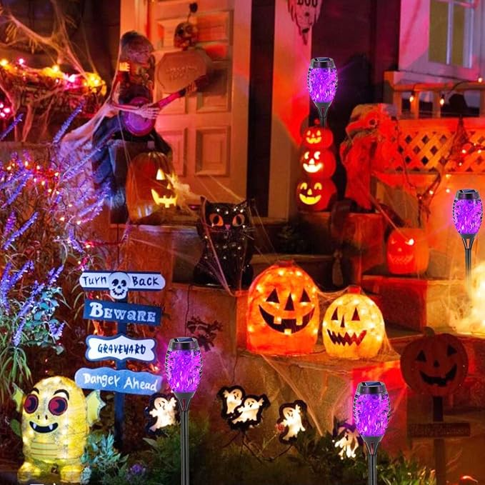 EOYIZW Solar Outdoor Lights, 8 Pack Purple Halloween Decorations Outdoor - Image 2