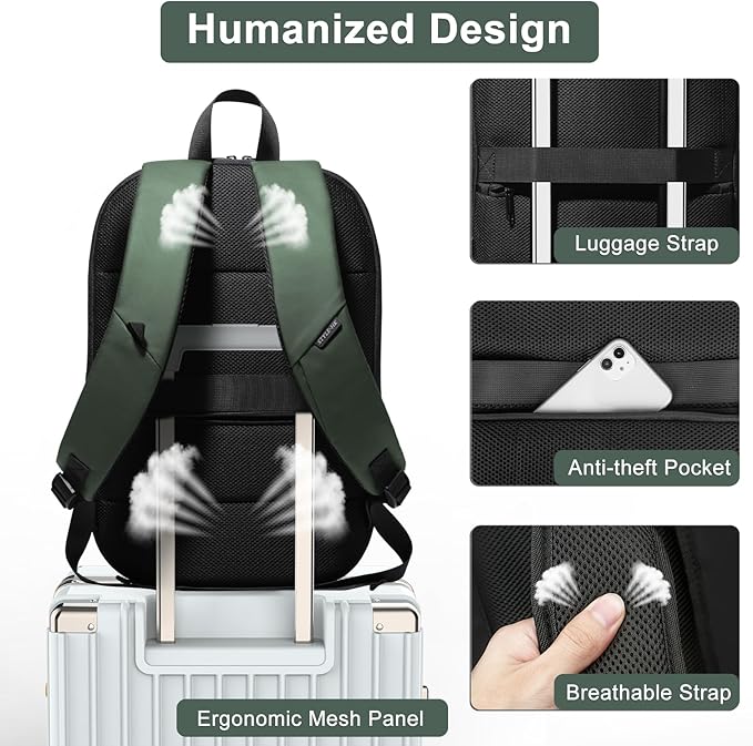 Business Backpack 17 Inch Slim Expandable Waterproof Travel Laptop Backpacks - Image 5