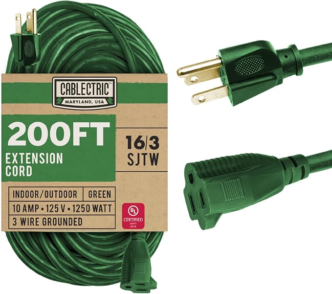 Long Outdoor Extension Cord 200 ft by Cablectric