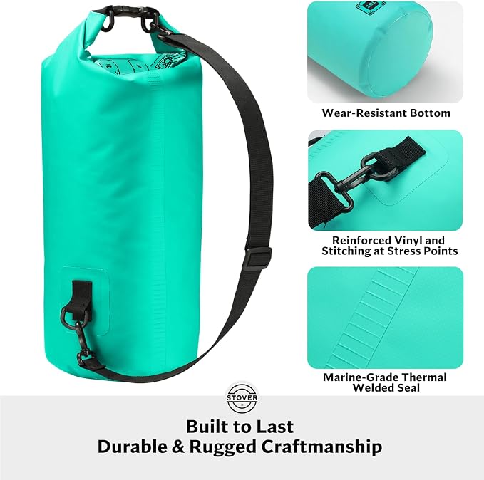 STOVER 5/10/25/30/40/55L Waterproof Dry Bag- Roll-Top Backpack w/Phone Case- - Image 3
