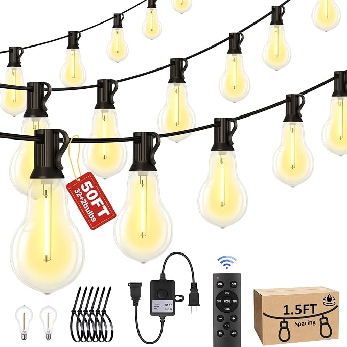 50FT Outdoor String Lights Waterproof by QualityLightBulbLightofInnovation