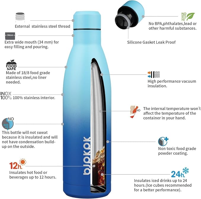 BJPKPK 25oz Insulated Water Bottle Double Wall Vacuum Insulated Stainless Steel - Image 3