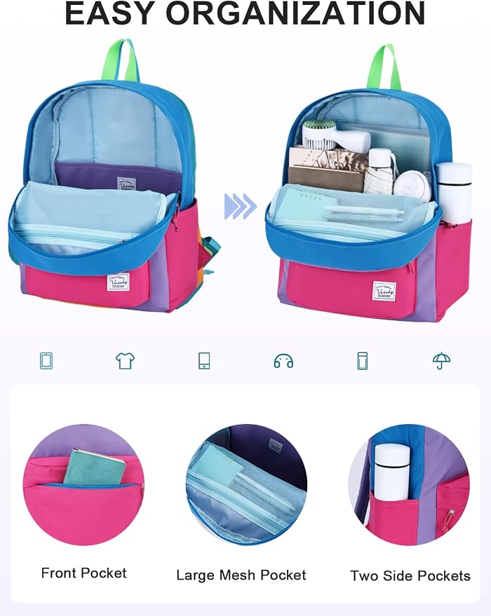 VASCHY Lightweight Backpack for School, Water Resistant Classic Bookbag - Image 3