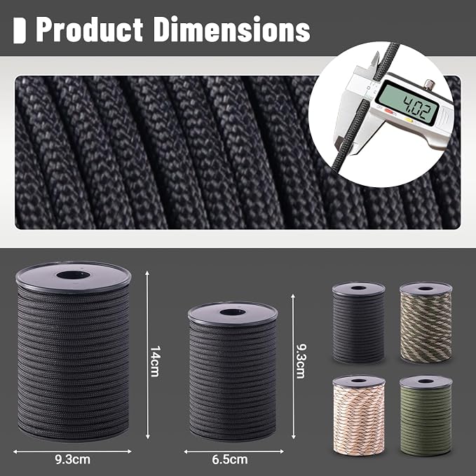 550 Paracord Rope, 100ft/330ft 9 Strand Parachute Cord 4mm, Tactical Paracord - Image 4